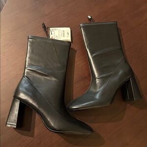 Zara Sleek Black Ankle Booties
